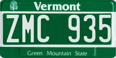 VT license plate ZMC935