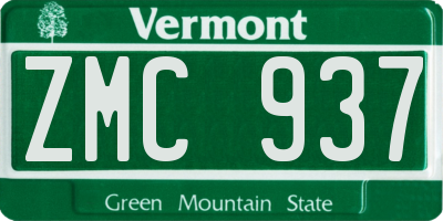 VT license plate ZMC937