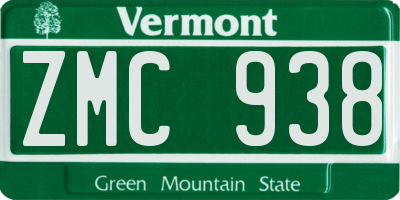 VT license plate ZMC938