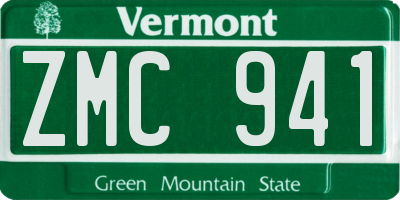 VT license plate ZMC941