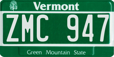 VT license plate ZMC947