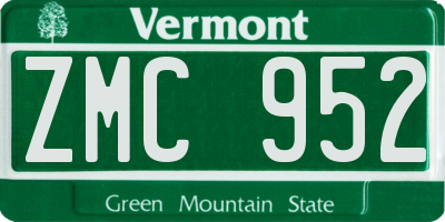 VT license plate ZMC952