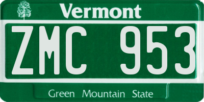 VT license plate ZMC953