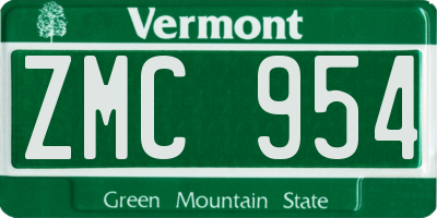 VT license plate ZMC954