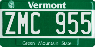 VT license plate ZMC955