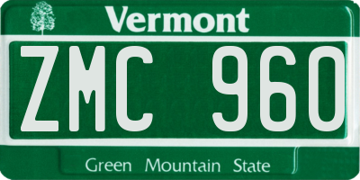 VT license plate ZMC960