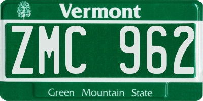 VT license plate ZMC962