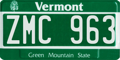 VT license plate ZMC963