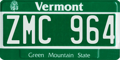 VT license plate ZMC964