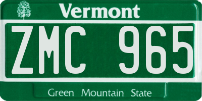 VT license plate ZMC965