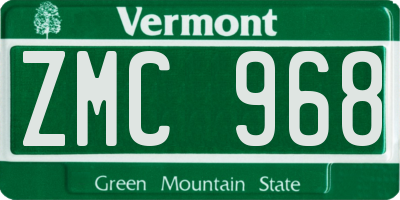 VT license plate ZMC968