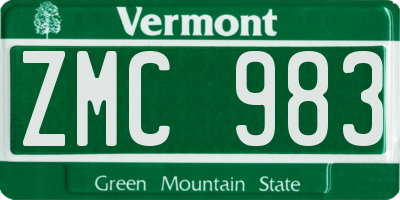 VT license plate ZMC983