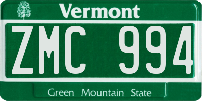 VT license plate ZMC994