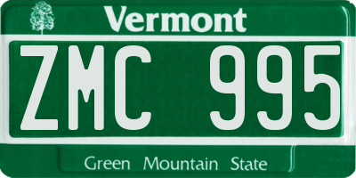 VT license plate ZMC995