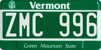 VT license plate ZMC996