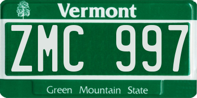 VT license plate ZMC997