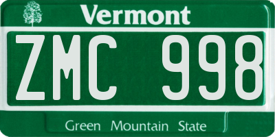 VT license plate ZMC998