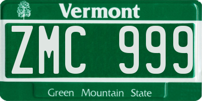 VT license plate ZMC999