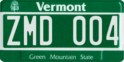 VT license plate ZMD004