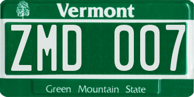 VT license plate ZMD007