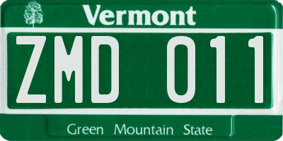 VT license plate ZMD011