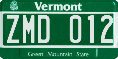 VT license plate ZMD012