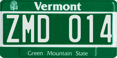 VT license plate ZMD014