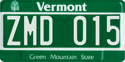 VT license plate ZMD015
