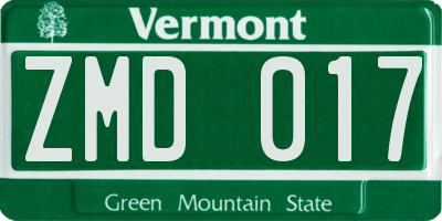 VT license plate ZMD017
