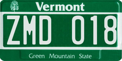VT license plate ZMD018