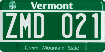 VT license plate ZMD021