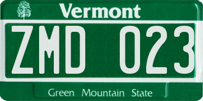 VT license plate ZMD023