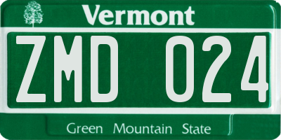 VT license plate ZMD024