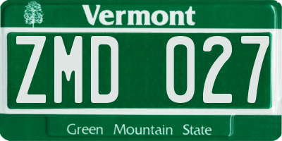 VT license plate ZMD027