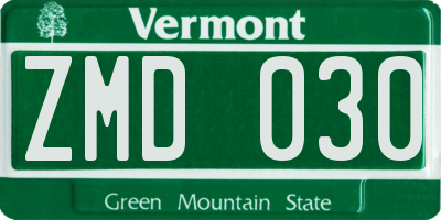 VT license plate ZMD030
