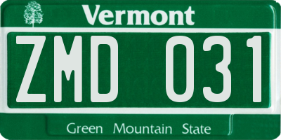 VT license plate ZMD031