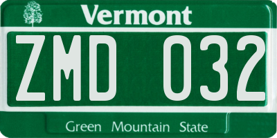 VT license plate ZMD032