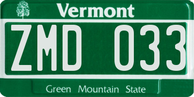 VT license plate ZMD033