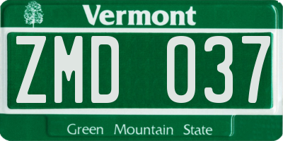VT license plate ZMD037