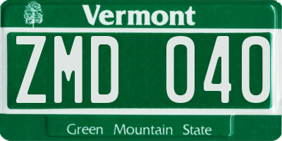 VT license plate ZMD040