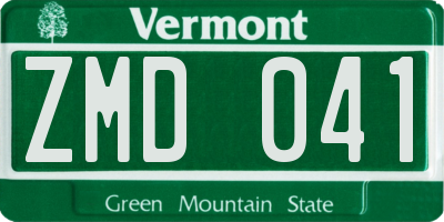 VT license plate ZMD041