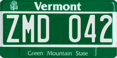 VT license plate ZMD042