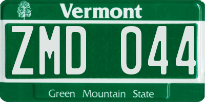 VT license plate ZMD044