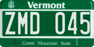 VT license plate ZMD045