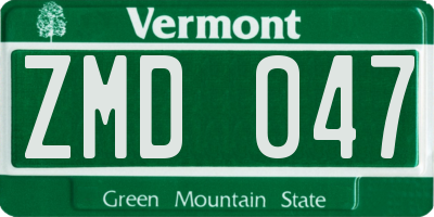 VT license plate ZMD047