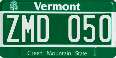 VT license plate ZMD050
