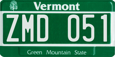 VT license plate ZMD051