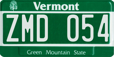 VT license plate ZMD054
