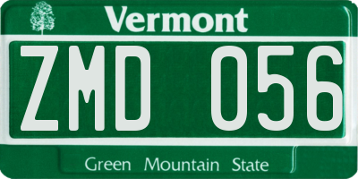 VT license plate ZMD056