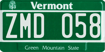 VT license plate ZMD058